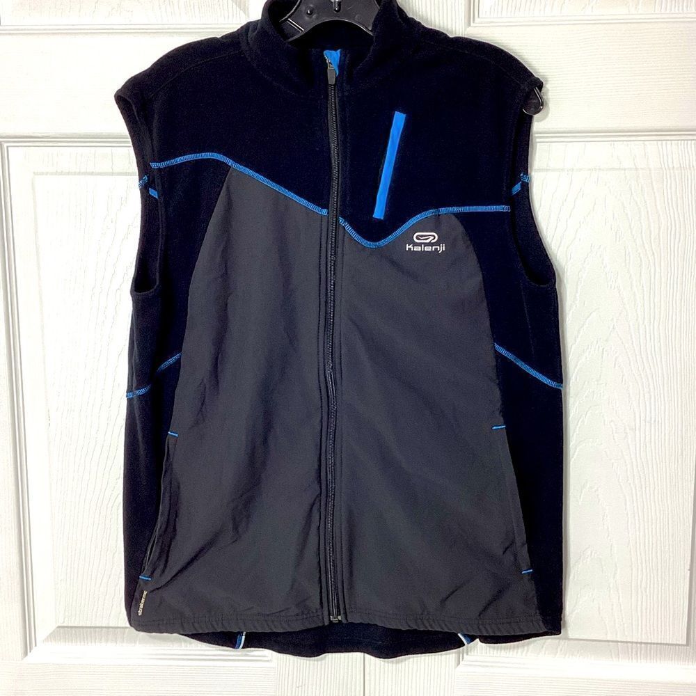 Oxylane Kalenji Vest Black Athletic Zip Front Lightweight Vest
